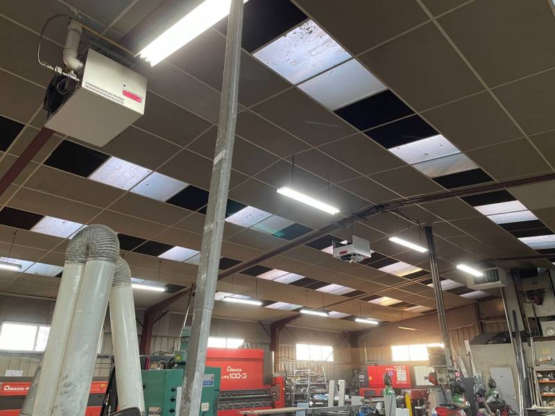  installation d'aérothermes et déstratificateur à Eysines dans l'entreprise Métal Déco Industrie